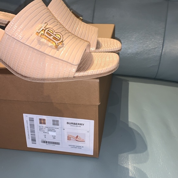 Burberry Winnie Lizard-Embossed Mule Sandals - Picture 10 of 10